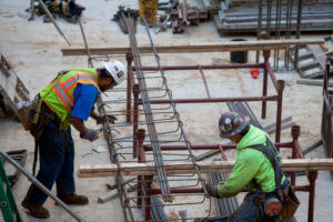 C & C Construction workers installing rebar on a C & C Construction Senior Living Project