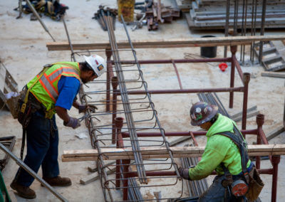 C & C Construction workers installing rebar on a C & C Construction Senior Living Project